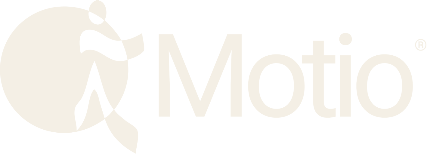 Motio logo, cream