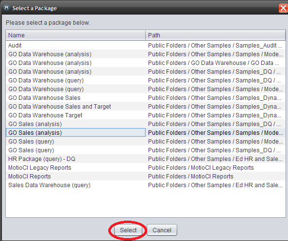 MotioPI framework model package select