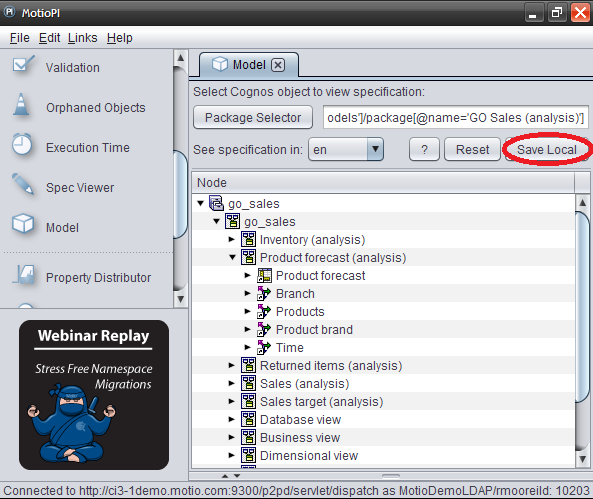 recuperació del model de framework de Cognos perdut