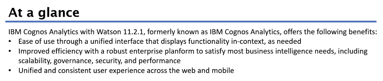 IBM Cognos Analytics với Watson trong nháy mắt